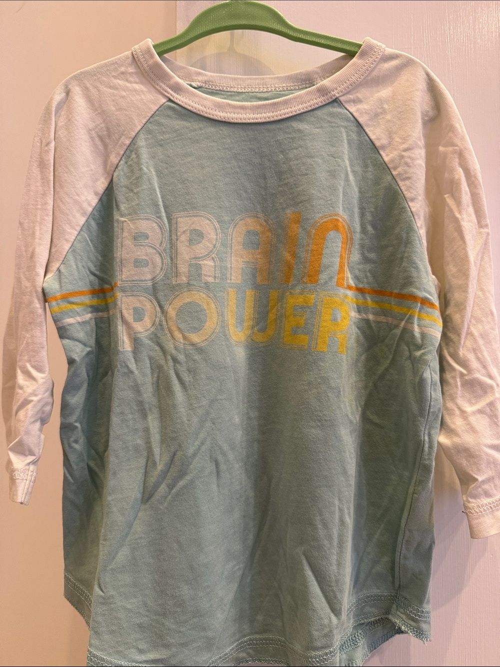 Peek Light Blue & White 'Brain Power' Long Sleeve Raglan Tee
